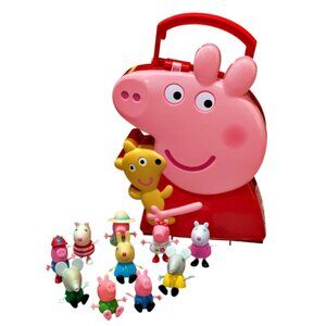 PEPPA PIG Carry Along Friends CARRYING CASE 2003 with 10 Figures No Duplicates